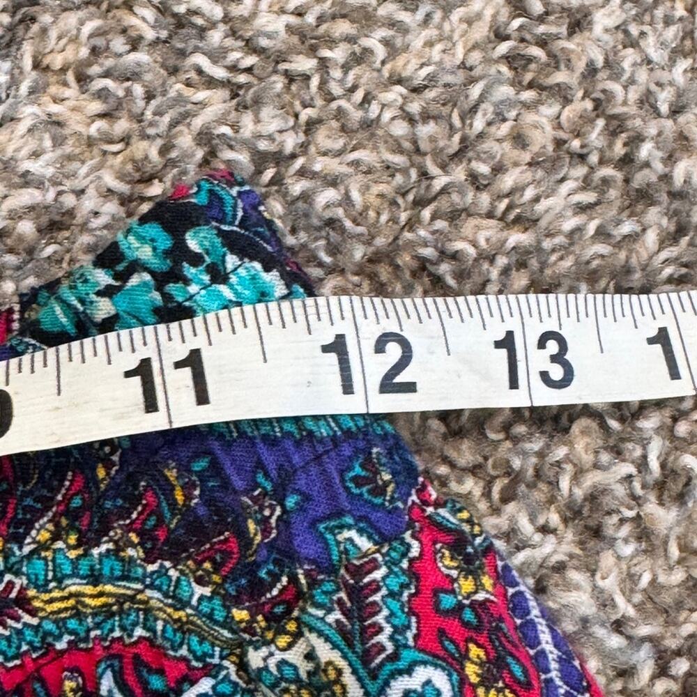 Vintage 1980s Blue Red Paisley Midi Skirt Women 6 Made USA Classic Pull On Retro - Picture 3 of 11